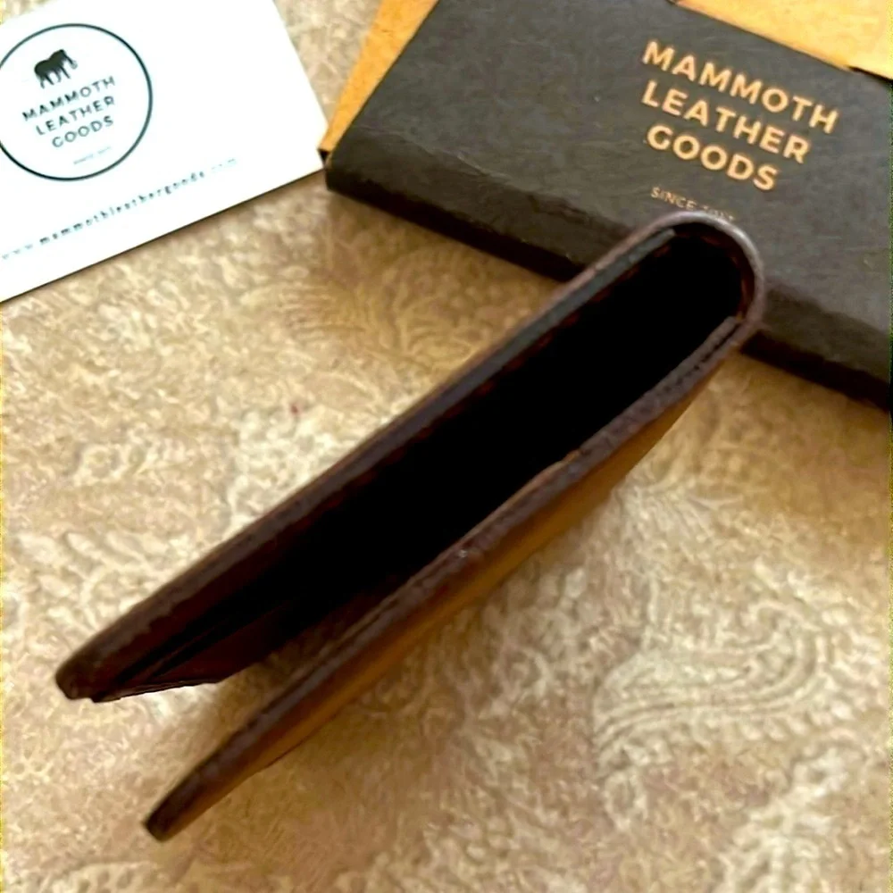 Brand New Genuine Leather Brown Slim Bifold Wallet Card Holder Handmade
